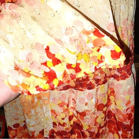 Hope Springs Orange Sunset Clip Dot Sheer Top & Cream Cami Blouse Plus Size 2XL - Picture 7 of 12